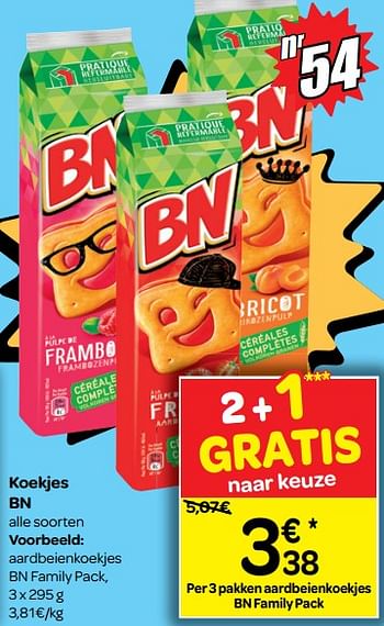 Promoties Aardbeienkoekjes bn family pack - BN - Geldig van 04/07/2018 tot 16/07/2018 bij Carrefour