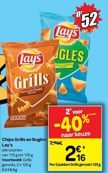 Promoties Chips grills en bugles lay`s - Lay's - Geldig van 04/07/2018 tot 16/07/2018 bij Carrefour