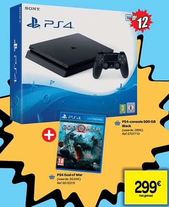 Promoties Sony ps4-console 500 gb black + ps4 god of war - Sony - Geldig van 04/07/2018 tot 16/07/2018 bij Carrefour
