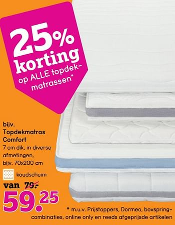 Promoties Topdekmatras comfort - Huismerk - Leen Bakker - Geldig van 30/06/2018 tot 31/07/2018 bij Leen Bakker