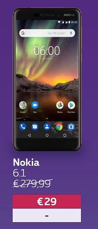 Promoties Nokia 6.1 - Nokia - Geldig van 02/07/2018 tot 12/08/2018 bij Proximus