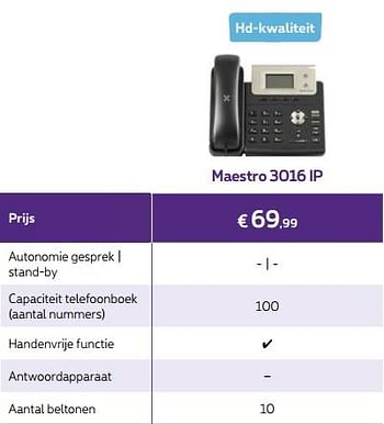 Promoties Vaste toestellen maestro 3016 ip - Huismerk - Proximus - Geldig van 02/07/2018 tot 12/08/2018 bij Proximus