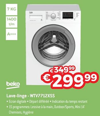 Promotions Beko lave-linge - wtv7712xss - Beko - Valide de 30/06/2018 à 31/07/2018 chez Exellent