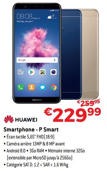 Promotions Huawei smartphone - p smart - Huawei - Valide de 30/06/2018 à 31/07/2018 chez Exellent