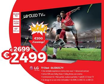 Promotions Lg tv oled - oled65c7v - LG - Valide de 30/06/2018 à 31/07/2018 chez Exellent