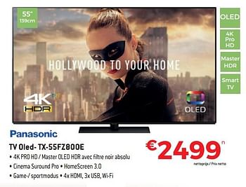 Promotions Panasonic tv oled- tx-55fz800e - Panasonic - Valide de 30/06/2018 à 31/07/2018 chez Exellent