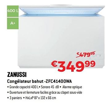 Promotions Zanussi congélateur bahut -zfc41400wa - Zanussi - Valide de 30/06/2018 à 31/07/2018 chez Exellent