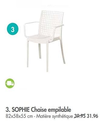 Promotions Sophie chaise empilable - Produit maison - Casa - Valide de 01/07/2018 à 27/07/2018 chez Casa