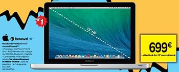 Promotions Apple macbook pro md101 13 reconditionné - Apple - Valide de 04/07/2018 à 16/07/2018 chez Carrefour