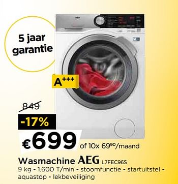 Promoties Wasmachine aeg l7fec96s - AEG - Geldig van 29/06/2018 tot 31/07/2018 bij Molecule