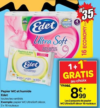Promotions Papier wc et humide edet - Edet - Valide de 04/07/2018 à 16/07/2018 chez Carrefour