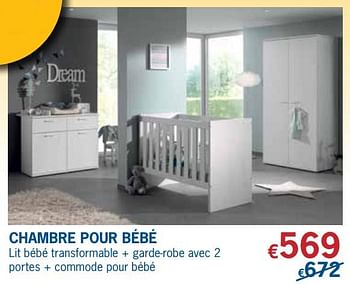 Promotion Le Casse Prix Chambre Pour Bebe Lit Bebe Transformable Garde Robe Avec 2 Portes Commode Pour Bebe Produit Maison De Prijzenklopper Meubles Valide Jusqua 4 Promobutler