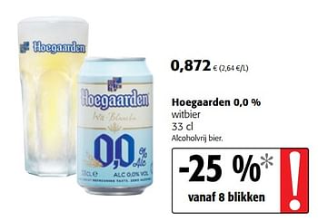 Promotions Hoegaarden 0,0 % witbier - Hoegaarden - Valide de 04/07/2018 à 17/07/2018 chez Colruyt