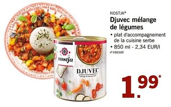 Promotions Djuvec mélange de légumes - Nostja - Valide de 09/07/2018 à 14/07/2018 chez Lidl