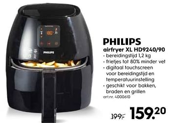Aanbod vier keer Avondeten Philips Philips airfryer xl h d9240-90 - Promotie bij Blokker