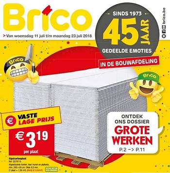 Promoties Gipskartonplaat - Huismerk - Brico - Geldig van 11/07/2018 tot 23/07/2018 bij Brico