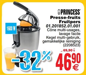 Promoties Prlncess presse-fruits fruitpers 01-201852-01-001 - Princess - Geldig van 30/06/2018 tot 31/07/2018 bij Cora