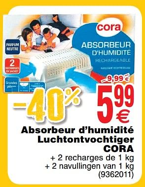 Promoties Absorbeur d`humidité luchtontvochtiger cora - Huismerk - Cora - Geldig van 30/06/2018 tot 31/07/2018 bij Cora