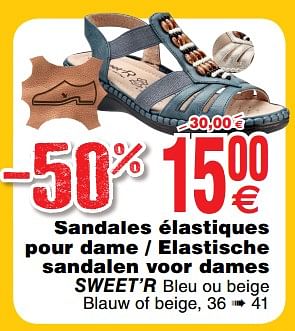 Promoties Sandales élastiques pour dame - elastische sandalen voor dames sweet`r - Huismerk - Cora - Geldig van 30/06/2018 tot 31/07/2018 bij Cora