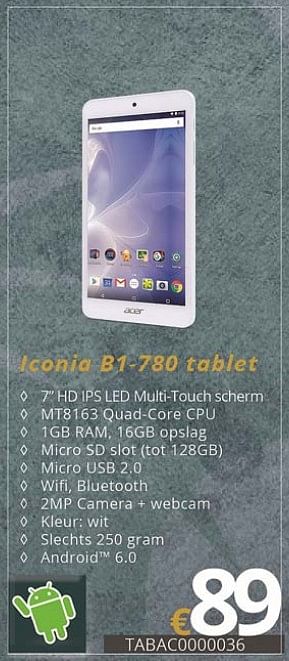 Promoties Acer tablet iconia b1-780 - Acer - Geldig van 01/07/2018 tot 15/08/2018 bij Compudeals