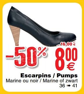 Promotions Escarpins - pumps marine ou noir marine of zwart - Produit maison - Cora - Valide de 30/06/2018 à 31/07/2018 chez Cora
