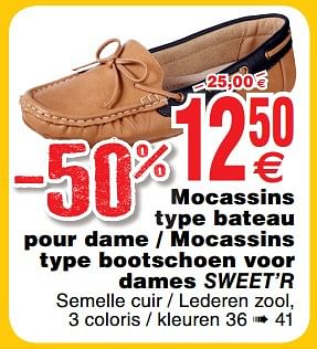 Promoties Mocassins type bateau pour dame - mocassins type bootschoen voor dames sweet`r - Huismerk - Cora - Geldig van 30/06/2018 tot 31/07/2018 bij Cora