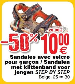 Promotions Sandales avec velcro pour garçon - sandalen met klittenband voor jongen step by step - Step by Step - Valide de 30/06/2018 à 31/07/2018 chez Cora