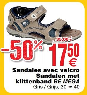 Promotions Sandales avec velcro sandalen met klittenband be mega - Produit maison - Cora - Valide de 30/06/2018 à 31/07/2018 chez Cora