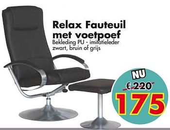 Promoties Relax fauteuil met voetpoef - Huismerk - EmDecor - Geldig van 30/06/2018 tot 31/07/2018 bij Emdecor