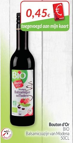 Promoties Bouton d`or bio balsamicoazijn van mcdena - Bouton D'Or - Geldig van 01/07/2018 tot 31/07/2018 bij Intermarche