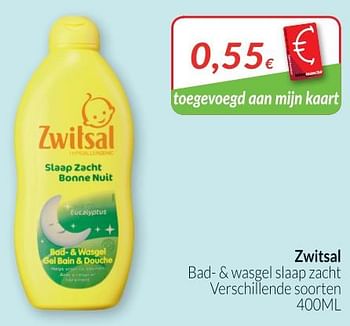 Promoties Zwitsal bad- + wasgel slaap zacht - Zwitsal - Geldig van 01/07/2018 tot 31/07/2018 bij Intermarche