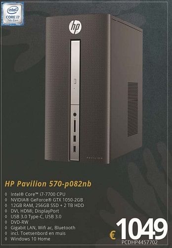 Promotions Hp desktop systemen pavilion 570-p082nb - HP - Valide de 01/07/2018 à 15/08/2018 chez Compudeals
