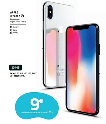 Promoties Apple iphone x 256gb - Apple - Geldig van 05/07/2018 tot 21/08/2018 bij Base