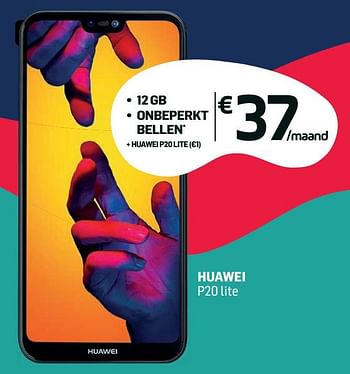Promoties Huawei p20 lite - Huawei - Geldig van 05/07/2018 tot 21/08/2018 bij Base