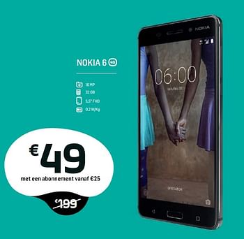 Promoties Nokia 6 - Nokia - Geldig van 05/07/2018 tot 21/08/2018 bij Base