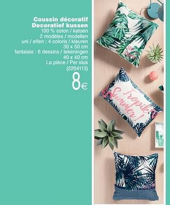 Promoties Coussin décoratif decoratief kussen - Huismerk - Cora - Geldig van 03/07/2018 tot 16/07/2018 bij Cora