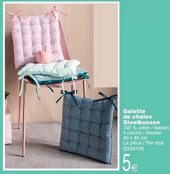 Promoties Galette de chaise stoelkussen - Huismerk - Cora - Geldig van 03/07/2018 tot 16/07/2018 bij Cora