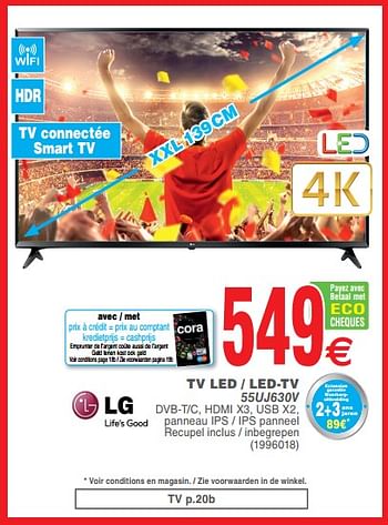 Promoties Lg tv led - led tv 55uj630v - LG - Geldig van 03/07/2018 tot 16/07/2018 bij Cora
