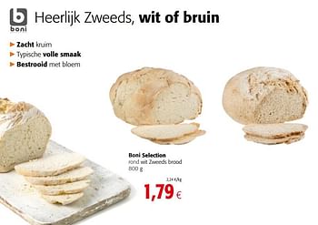 Promotions Boni selection rond wit zweeds brood - Boni - Valide de 04/07/2018 à 17/07/2018 chez Colruyt