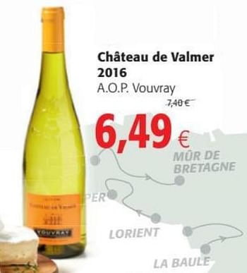 Promotions Château de valmer 2016 a.o.p. vouvray - Vins blancs - Valide de 04/07/2018 à 17/07/2018 chez Colruyt