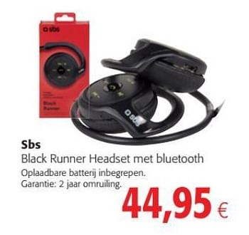 Promoties Sbs black runner headset met bluetooth - SBS - Geldig van 04/07/2018 tot 17/07/2018 bij Colruyt