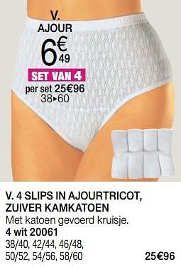 Promoties Slips in ajourtricot, zuiver kamkatoen - Huismerk - Damart - Geldig van 28/06/2018 tot 16/12/2018 bij Damart