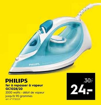 Promoties Philips fer à repasser à vapeur gc1028-20 - Philips - Geldig van 30/06/2018 tot 15/07/2018 bij Blokker