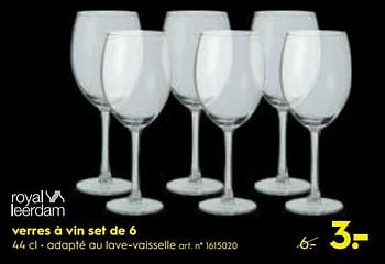 Promoties Verres à vin set de 6 - Royal Leerdam - Geldig van 30/06/2018 tot 15/07/2018 bij Blokker