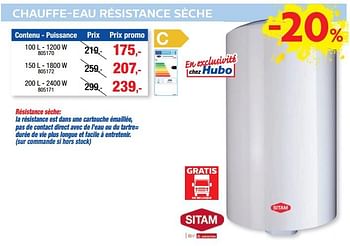 Promoties Chauffe-eau résistance sèche - Sitam - Geldig van 04/07/2018 tot 15/07/2018 bij Hubo