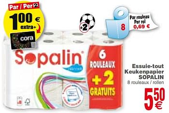 Promoties Essuie-tout keukenpapier sopalin - Sopalin - Geldig van 10/07/2018 tot 16/07/2018 bij Cora