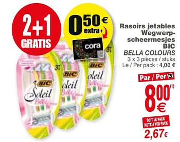 Promoties Rasoirs jetables wegwerpscheermesjes bic bella colours - BIC - Geldig van 10/07/2018 tot 16/07/2018 bij Cora