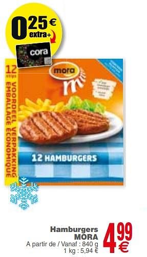 Promoties Hamburgers mora - Mora - Geldig van 10/07/2018 tot 16/07/2018 bij Cora