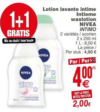 Promotions Lotion lavante intime intieme waslotion nivea intimo - Nivea - Valide de 10/07/2018 à 16/07/2018 chez Cora