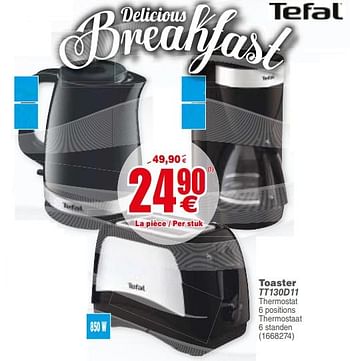 Promotions Tefal toaster tt130d11 - Tefal - Valide de 10/07/2018 à 23/07/2018 chez Cora